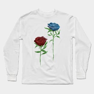 Red and Blue Roses Long Sleeve T-Shirt